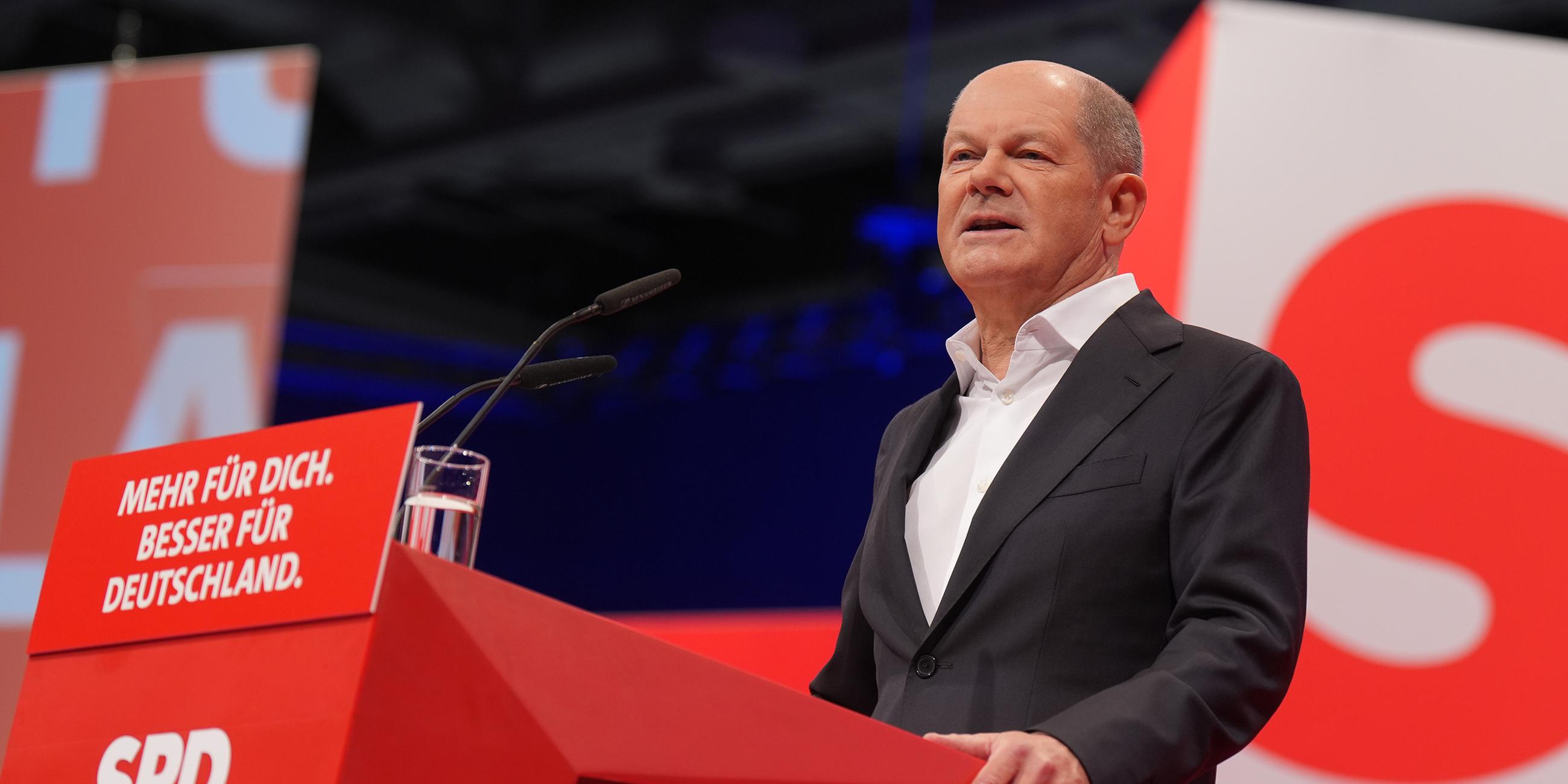 Olaf Scholz auf Bundesparteitag der SPD