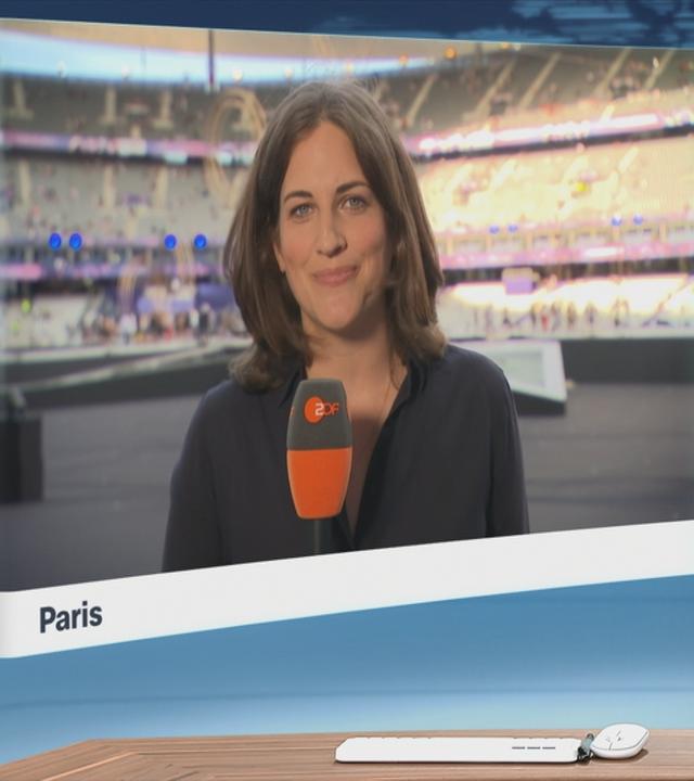 ZDF-Korrespondentin Anna Warsberg, zugeschaltet aus Paris, im Gespräch mit Moderatorin Jana Pareigis im Studio.