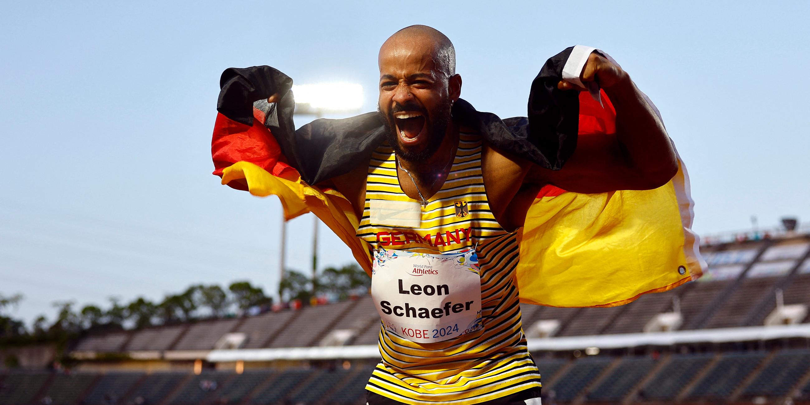 Leon Schäfer gewinnt 100m-Lauf