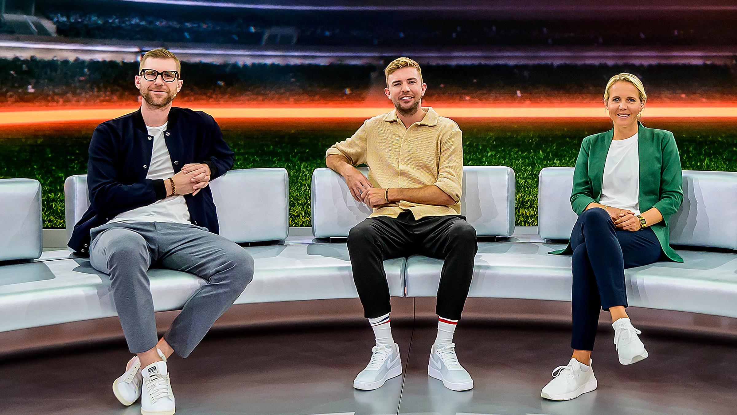 Von links: Per Mertesacker, Chris Kramer, Fritzy Kromp bei der ZDF-Sendung Sportstudio live