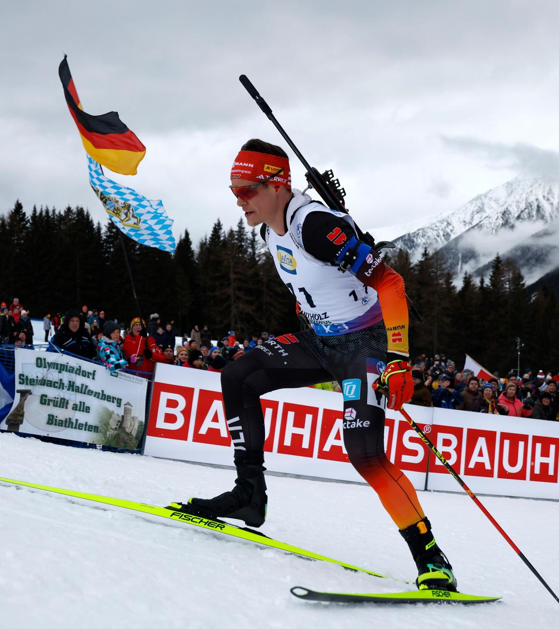 Deutschlands Philipp Horn in Aktion beim 12,5 km Rennen in Antholz am 26.01.2025.