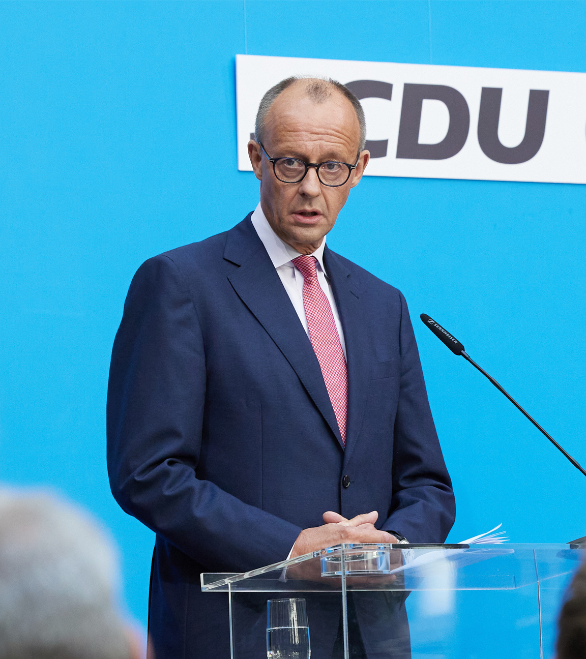 CDU-Chef Friedrich Merz und CSU-Chef Markus Söder bei ihrer gemeinsamen Pressekonferenz. 