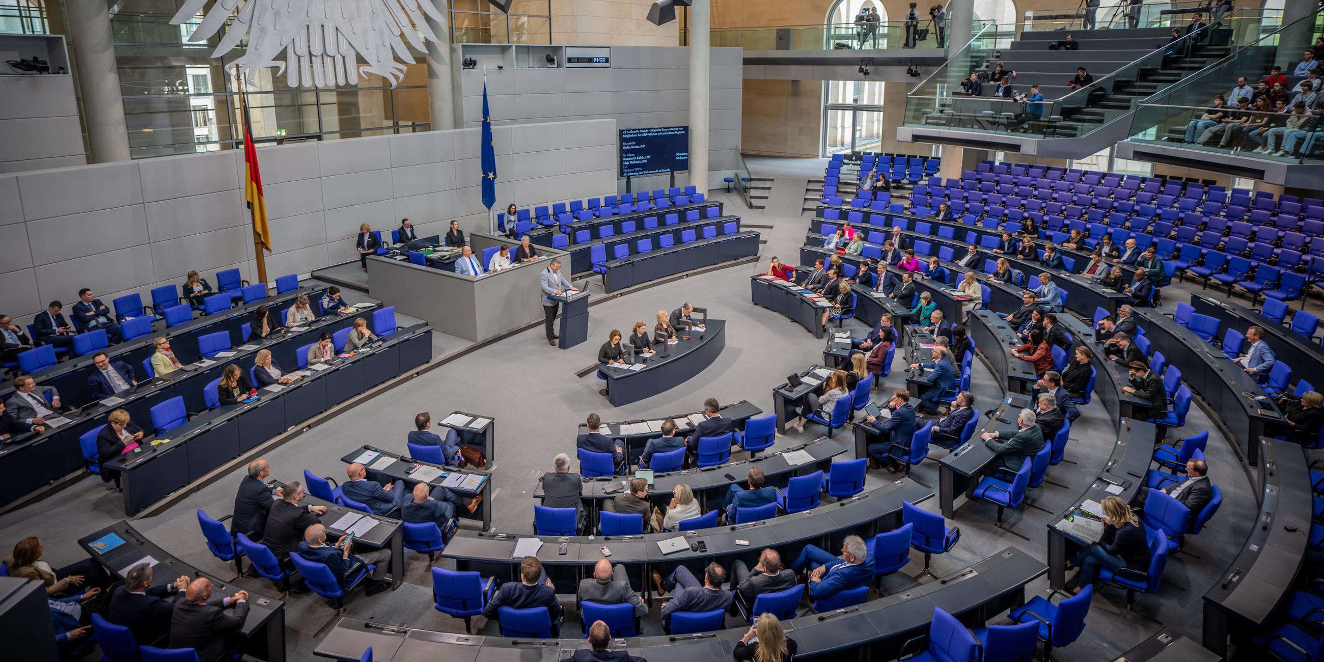 Plenarsaal im Bundestag während einer Aktuellen Stunde