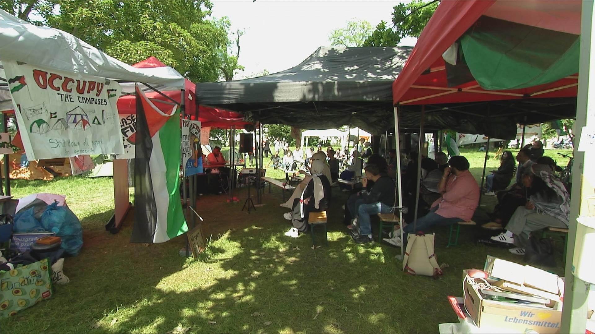 Pro-Palästina-Camp an der Universität Frankfurt.