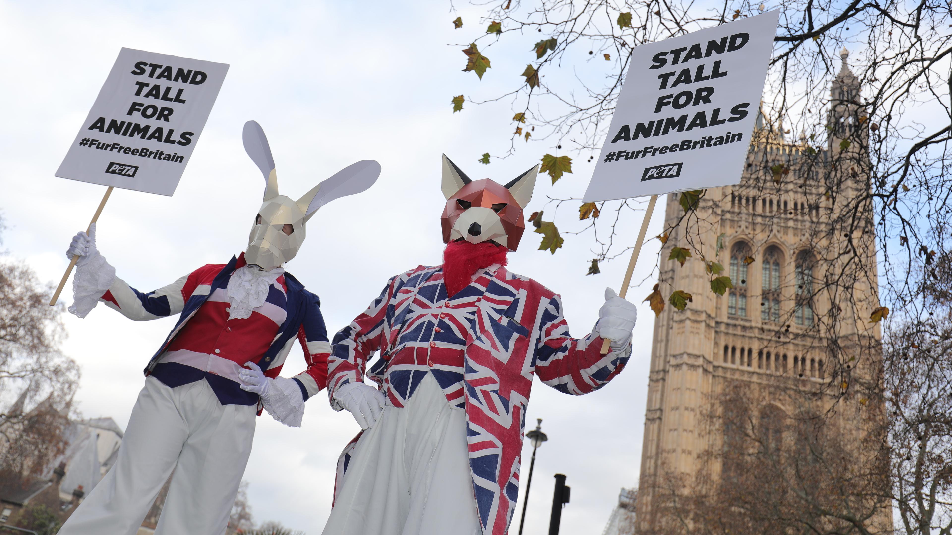 Mitglieder der Tierrechtsorganisation Peta demonstrieren in London