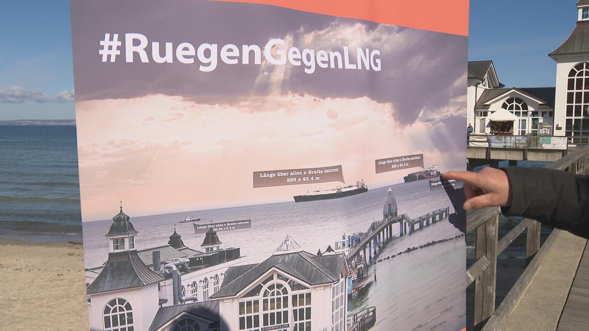 Prostestplakat gegen den Bau eines LNG-Terminals auf Rügen