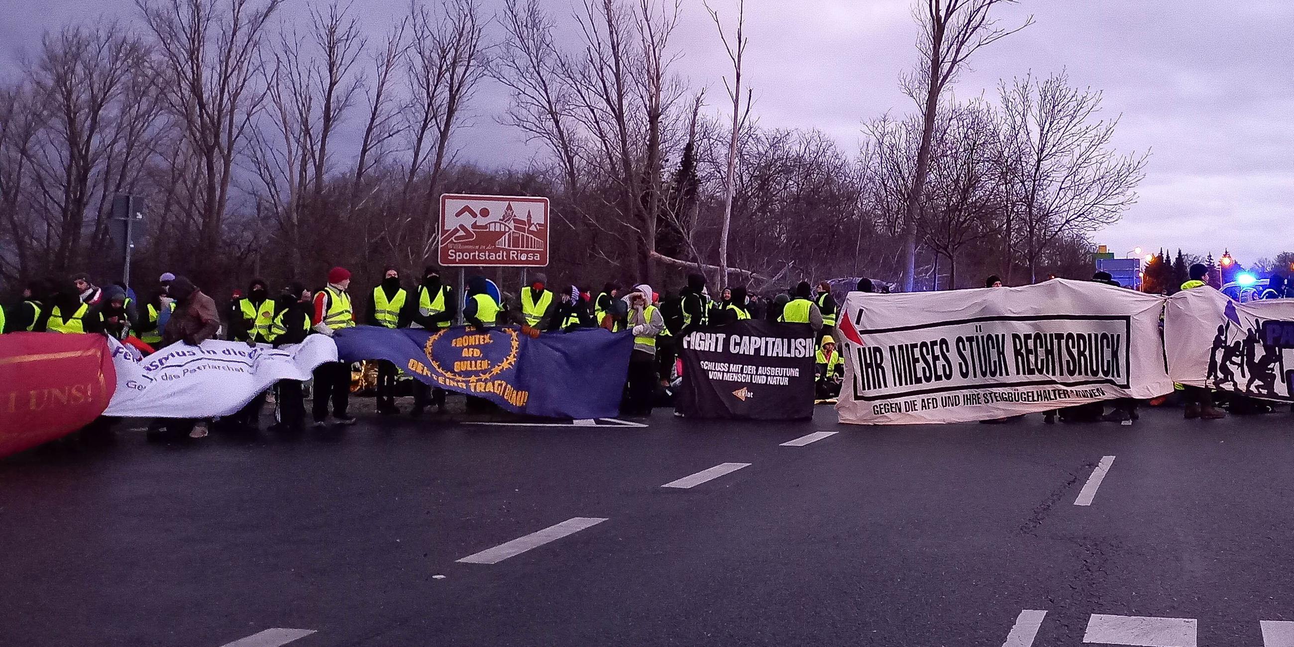 Proteste gegen die AfD in Riesa