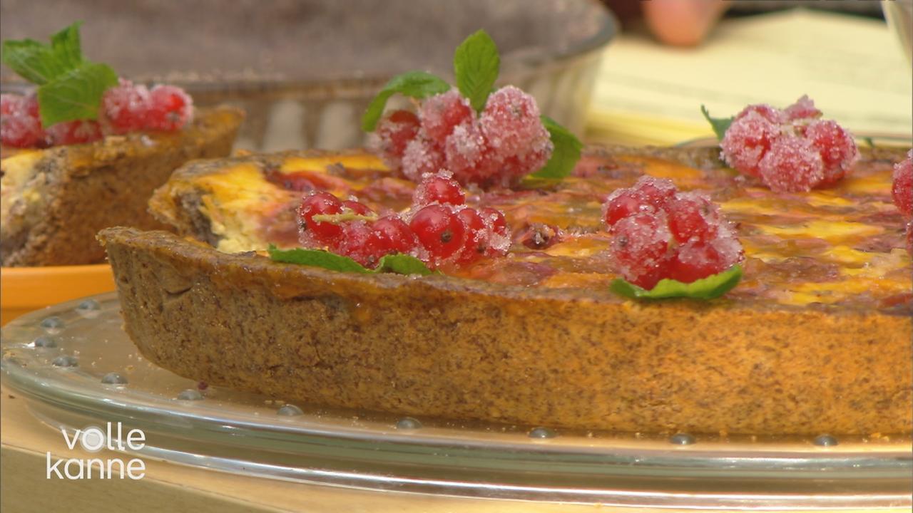 Ricotta-Mohn-Tarte mit Stachelbeeren und Himbeer-Blitzeis - ZDFmediathek