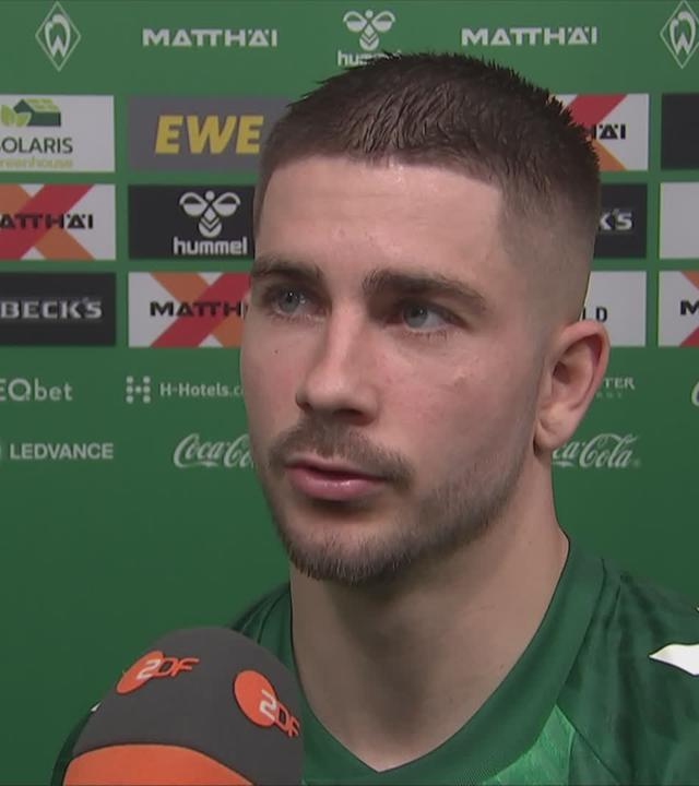 Romano Schmid, Werder Bremen, im Interview nach dem 2:2 in der Bundesliga gegen Bayer Leverkusen am 26.10.2024