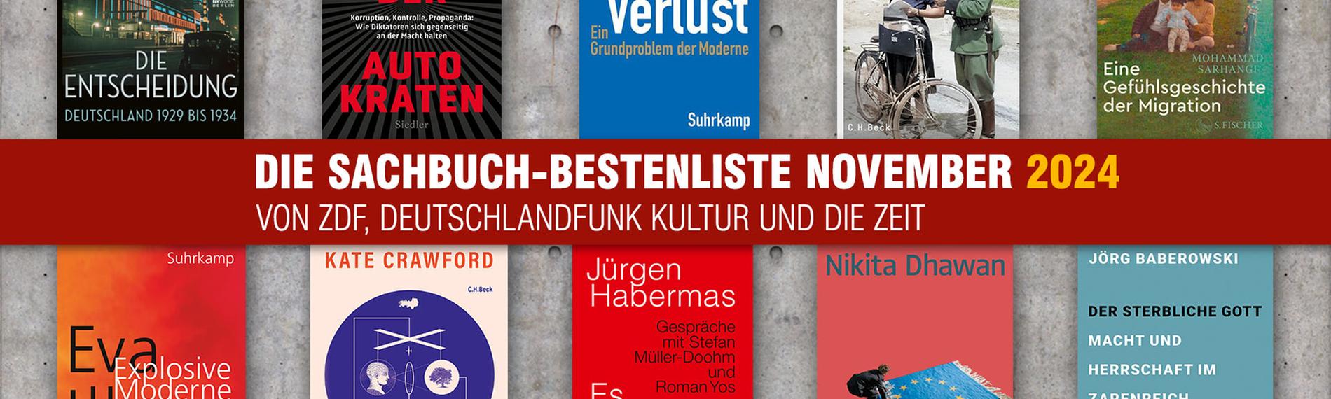 Die Titel der Sachbuch-Bestenliste für November 2024