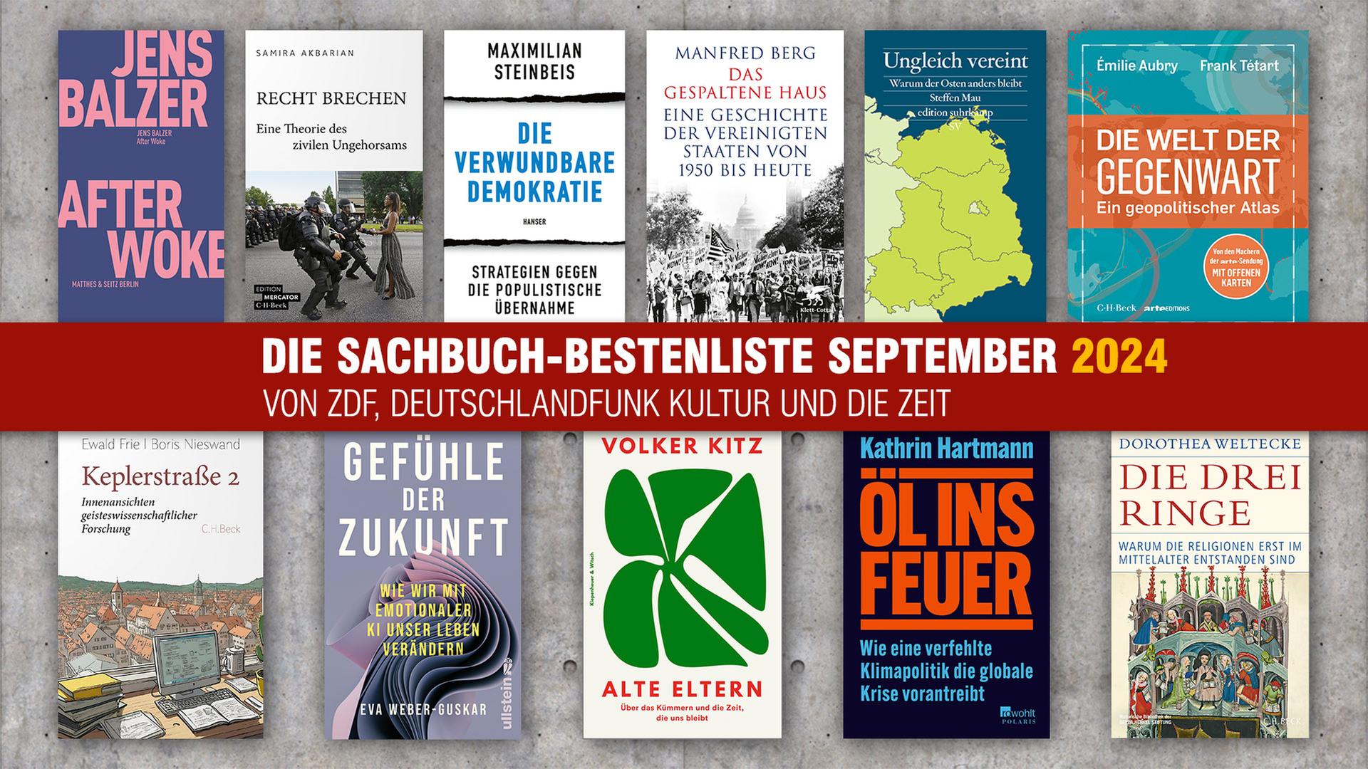 Die Buchcover der Sachbuch-Bestenliste für September 2024