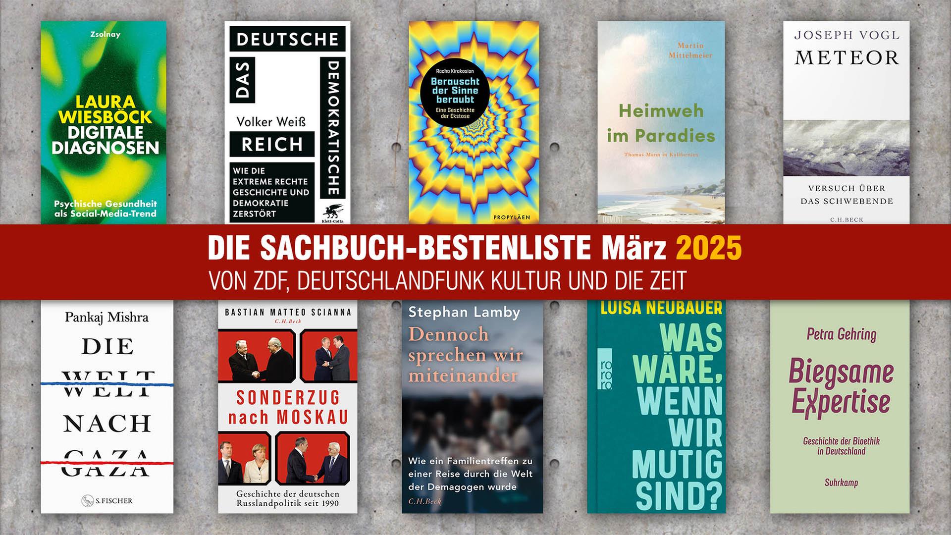 Die Buchcover der Sachbuchbestenliste Märzr 2025