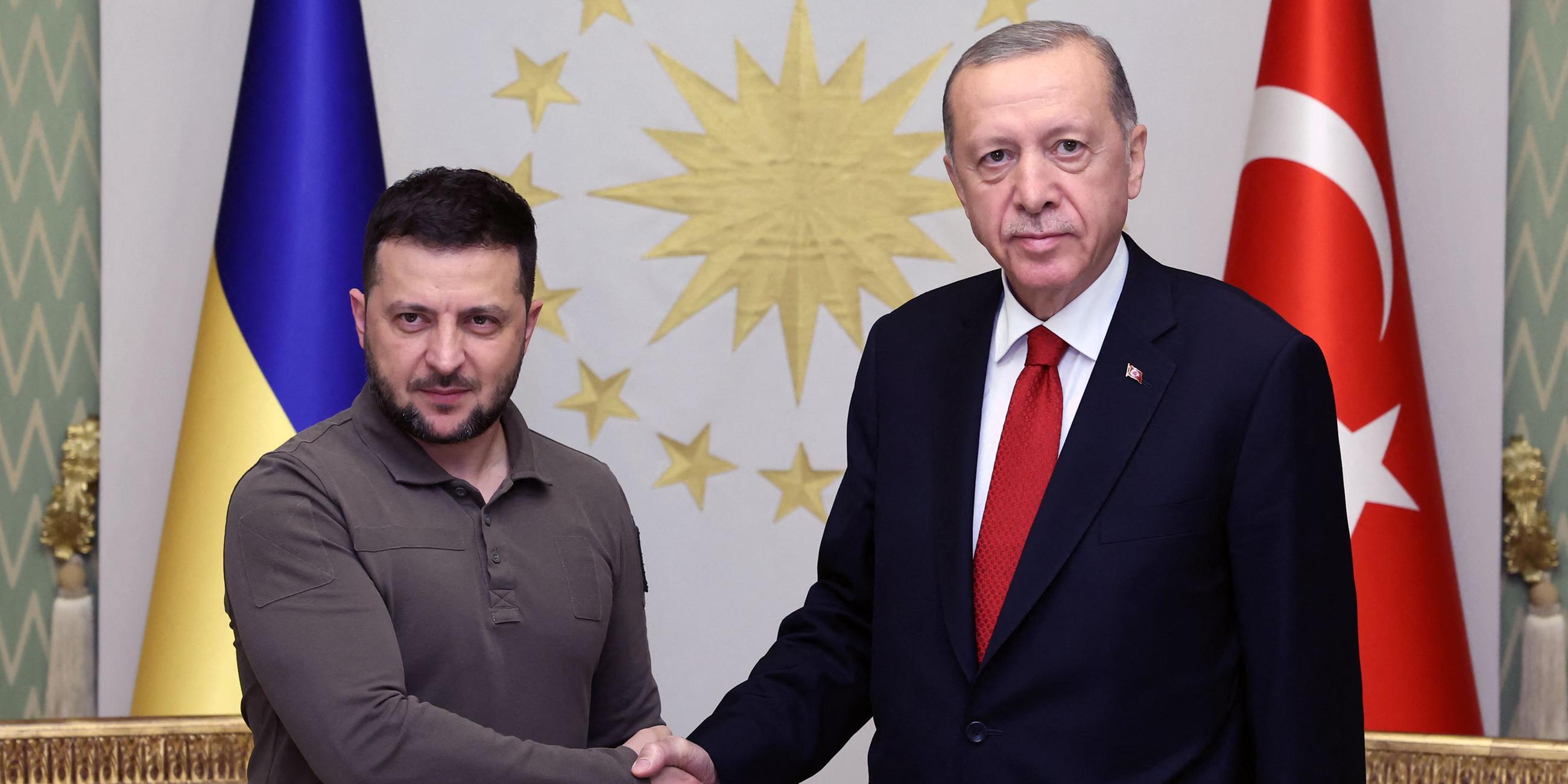 Der türkische Präsident Erdogan empfängt den ukrainischen Präsidenten Selenskyj in Istanbul