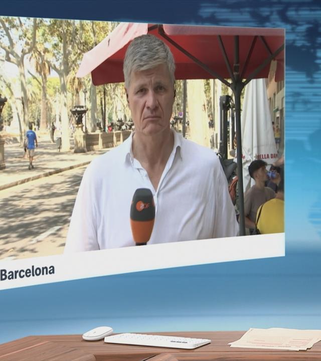 ZDF-Korrespondent Thomas Walde, zugeschaltet aus Barcelona im Gespräch mit Moderator Ralph Szepanski im Studio.