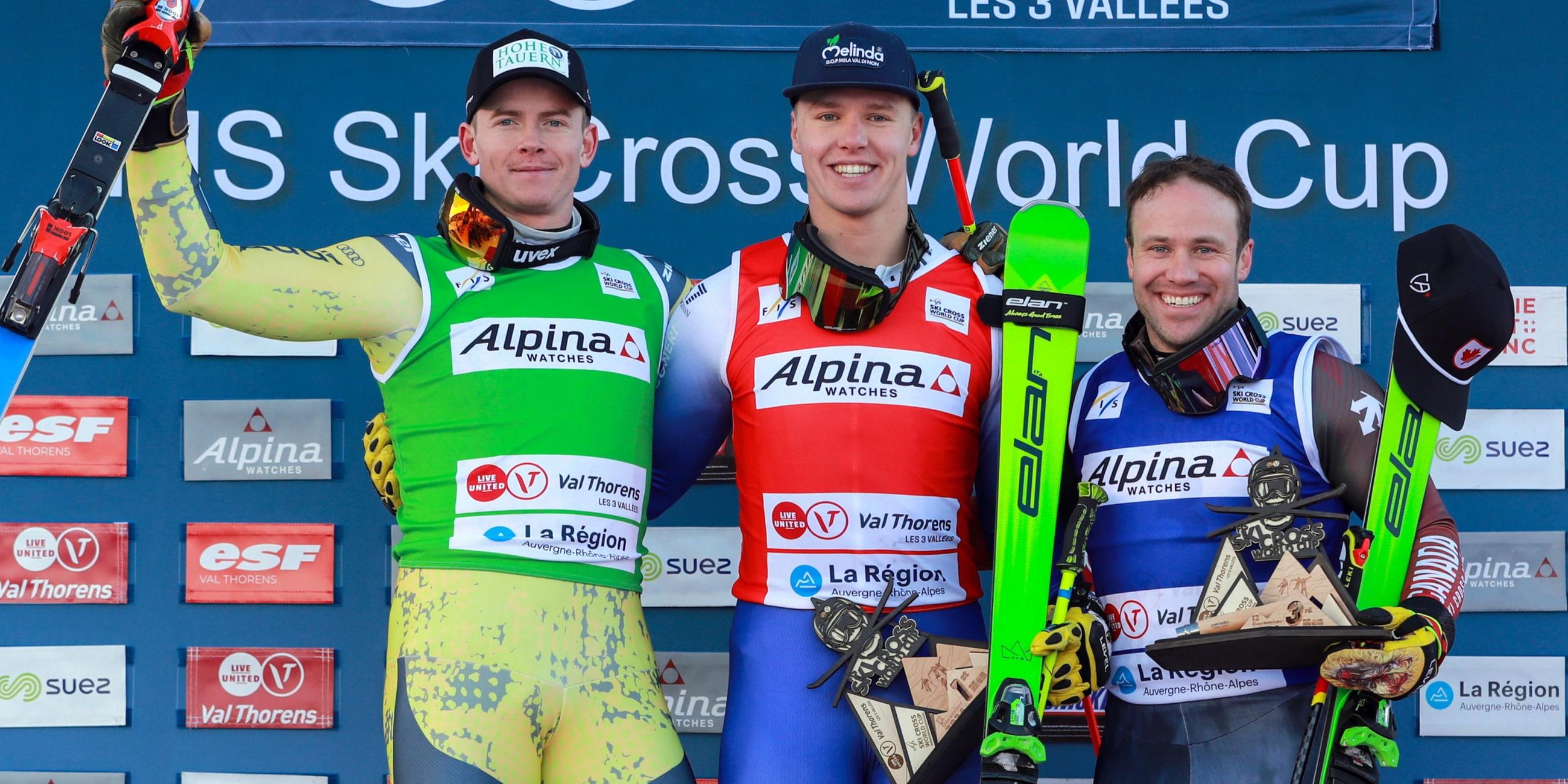 Von links: Florian Wilmsmann (Deutschland, 2. Platz), Sieger Simone Deromedis (Italien), Kevin Drury (Kanada, 3. Platz).