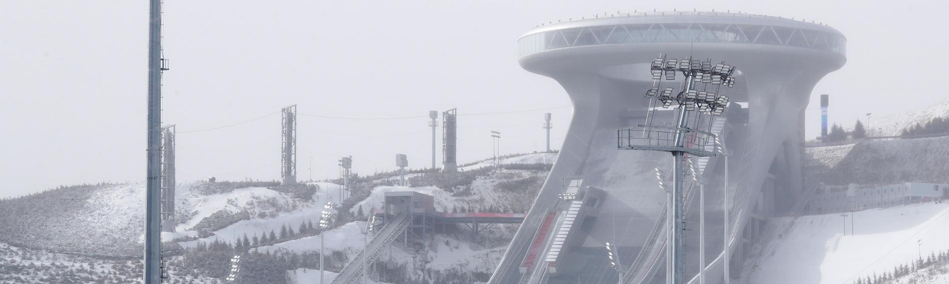 Die Skisprungschanzen in Zhangjiakou für die Olympischen Winterspiele in Beijing 2022.