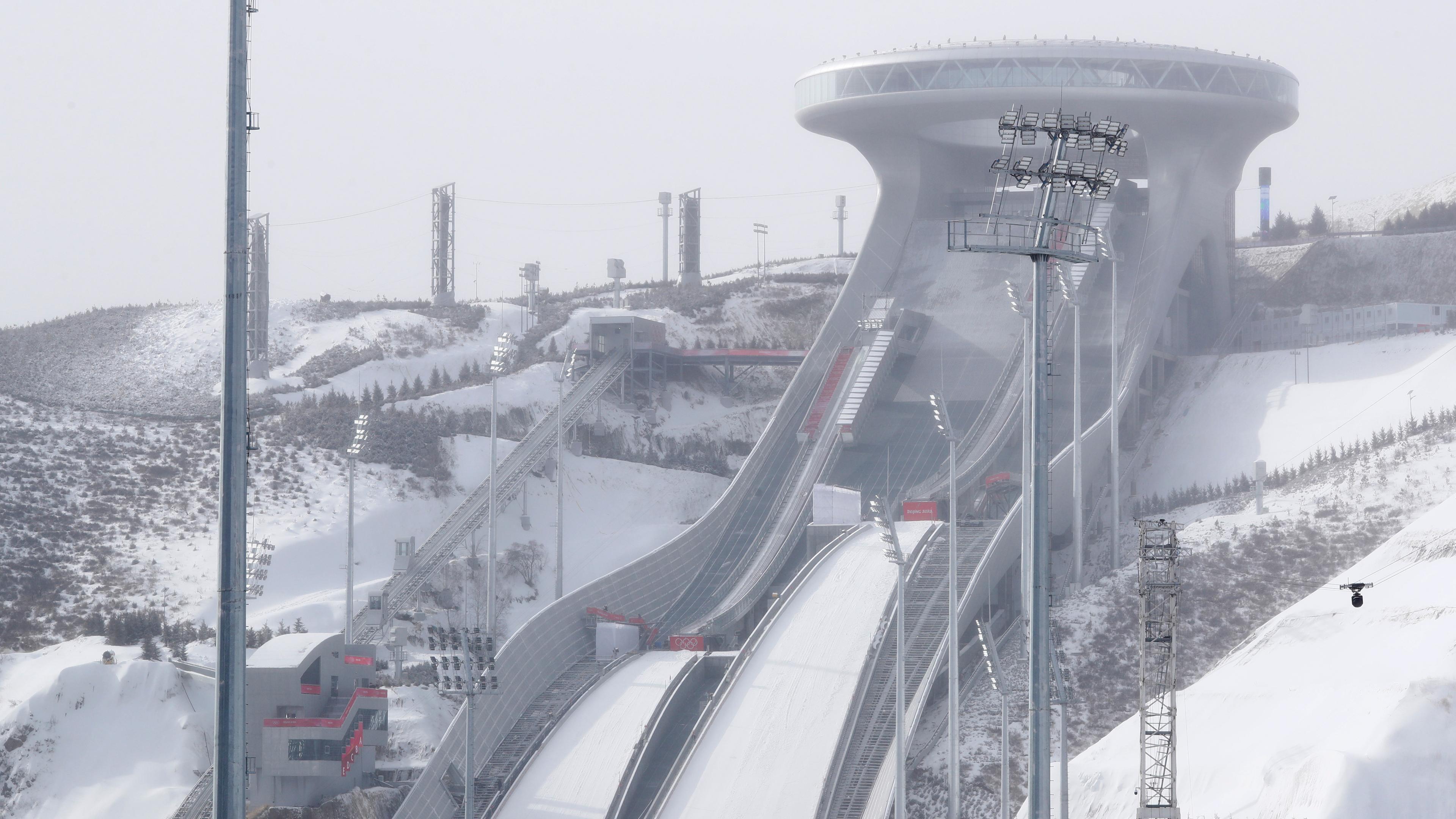 Die Skisprungschanzen in Zhangjiakou für die Olympischen Winterspiele in Beijing 2022.