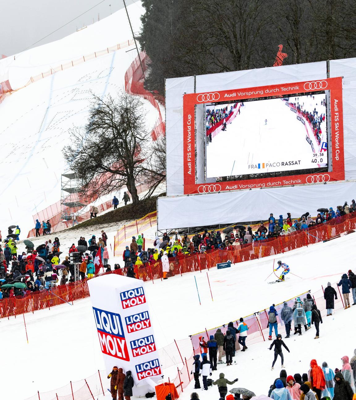 Slalom Strecke in Kitzbühel am 26.01.2025.