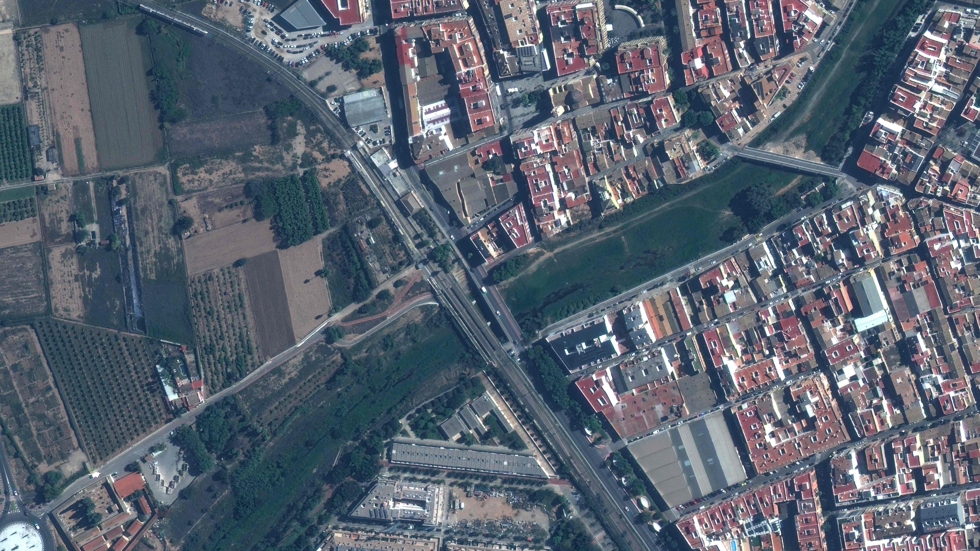 Satellitenbild von Paiporta bei Valencia am 18. Oktober 2024