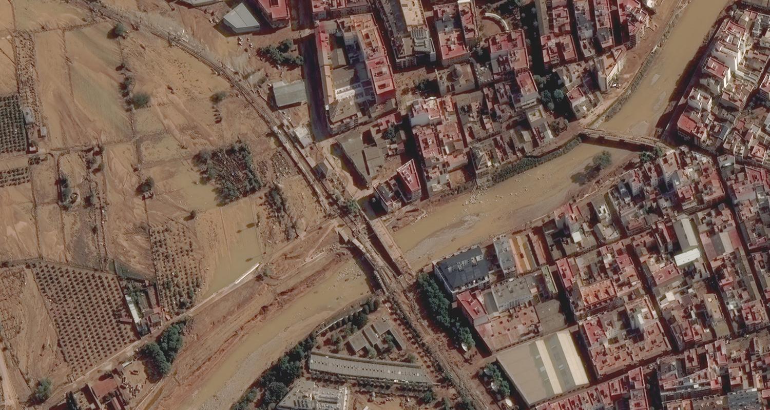 Satellitenbild von Paiporta bei Valencia am 31. Oktober 2024