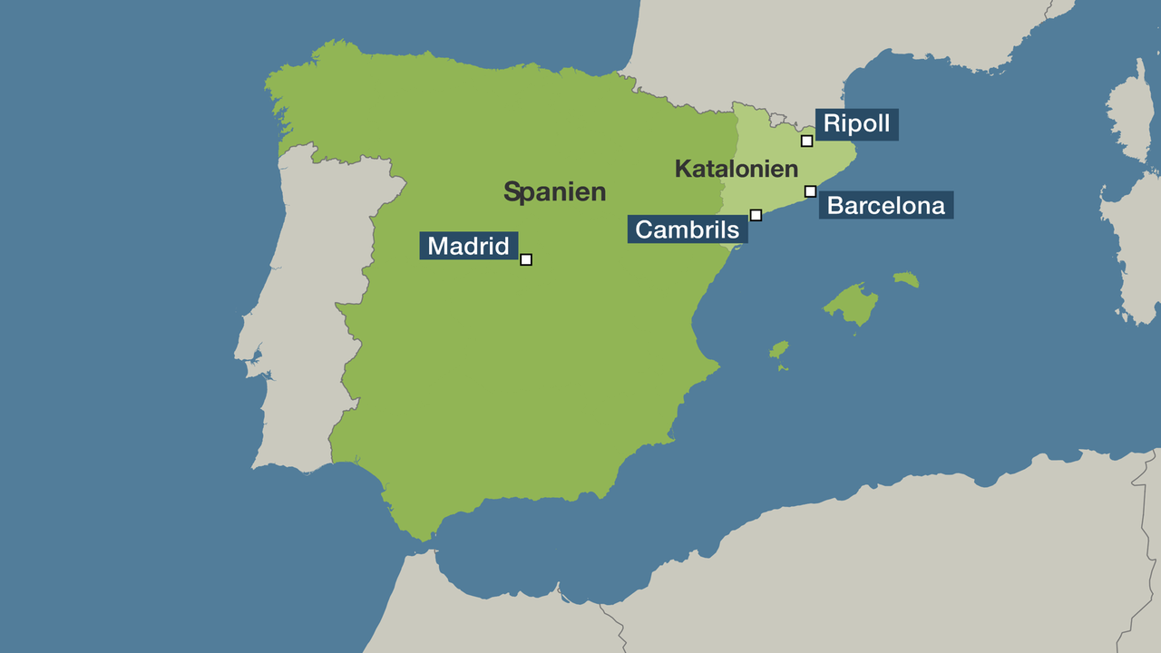 Karte Spanien Katalonien Barcelona Cambrils Ripoll