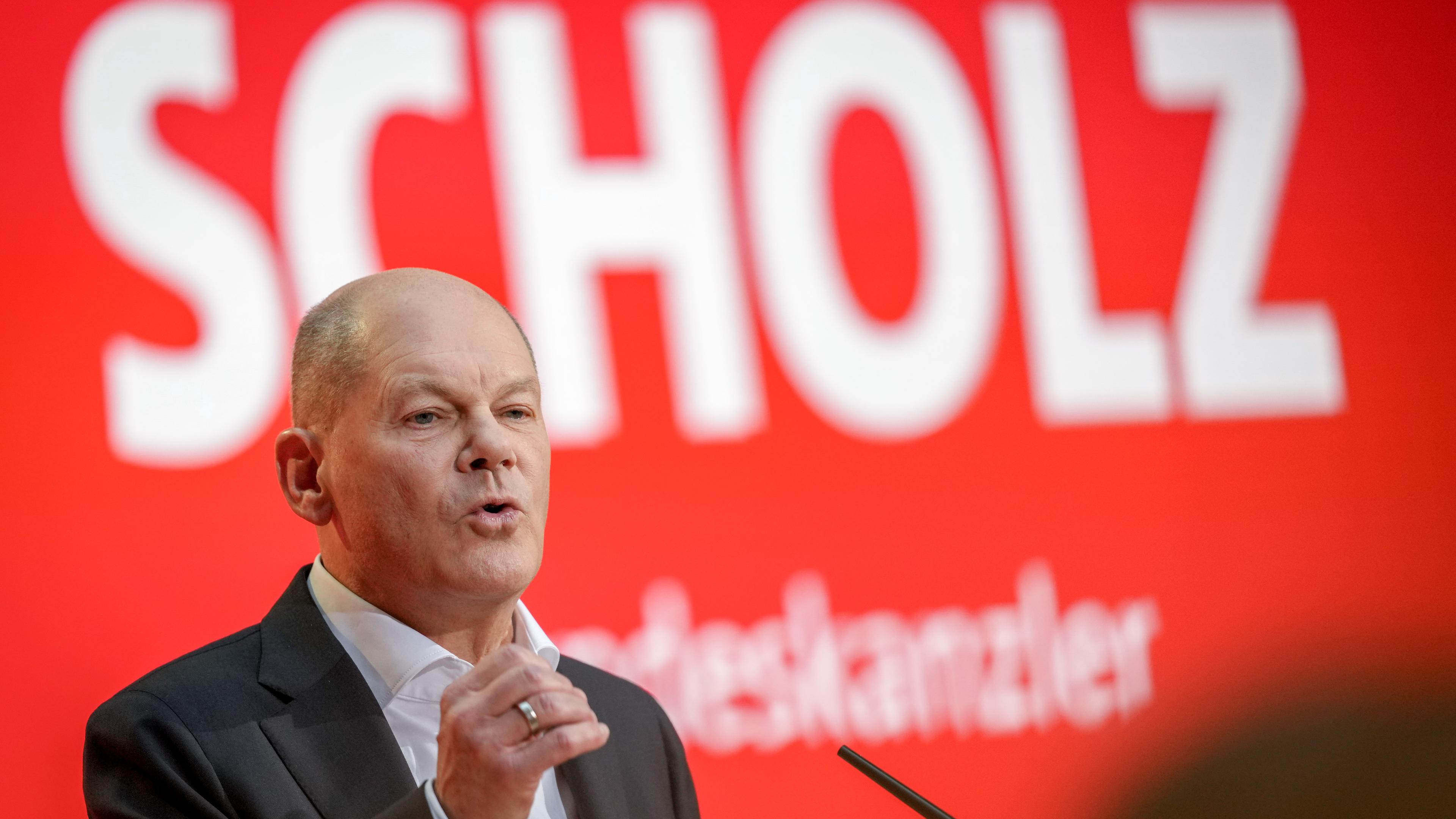 30.11.2024, Berlin: Bundeskanzler Olaf Scholz (SPD) spricht bei der sogenannten Wahlsiegkonferenz· der SPD.