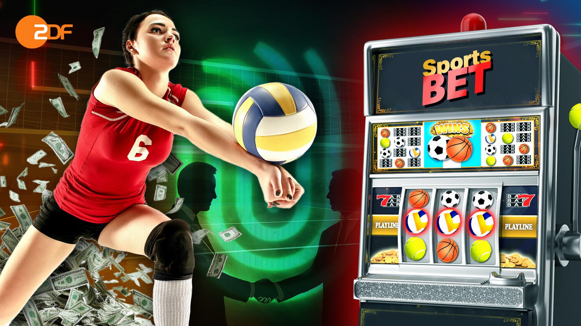 Volleyballspielerin und ein Glücksspielautomat