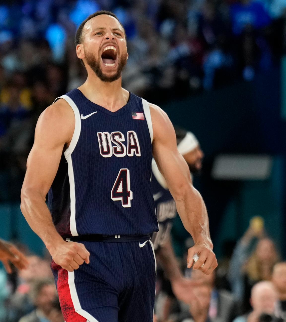 Stephen Curry aus den USA jubelt.