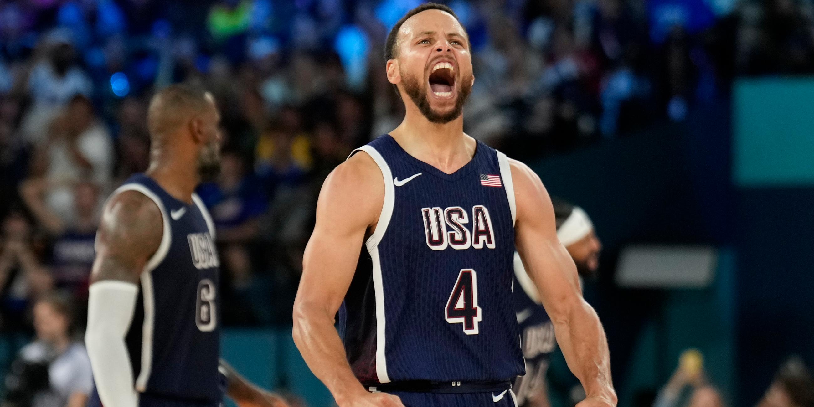 Stephen Curry aus den USA jubelt.