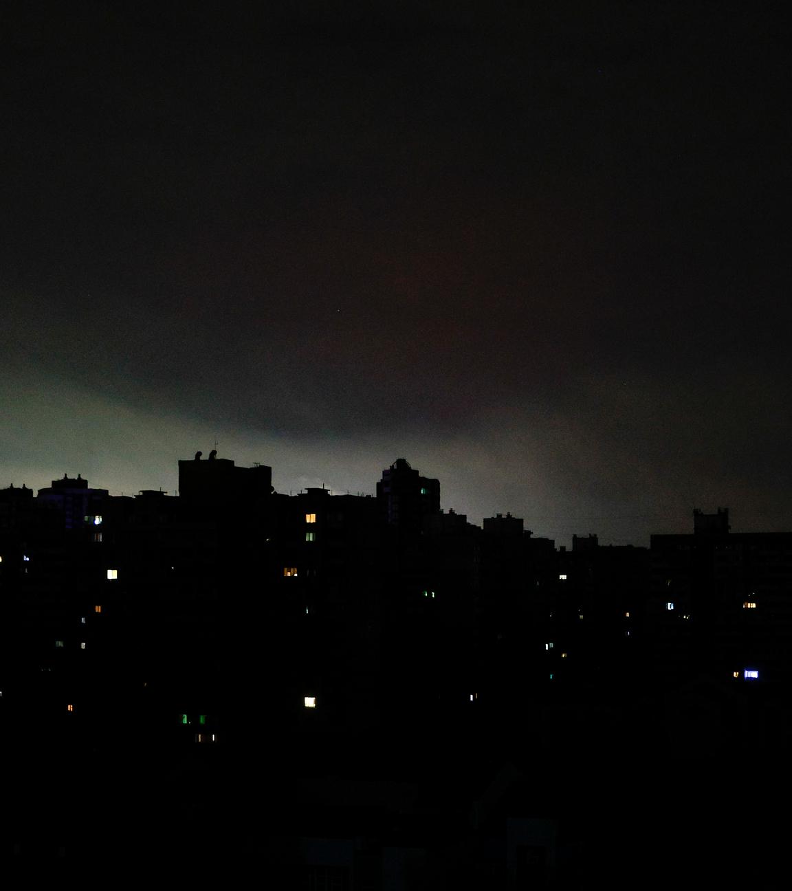 A residential area during an electricity blackout in Kyiv, Ukraine, 04 July 2024. Ukraine has been experiencing issues with electricity availability since May 2024 following Russian rocket and drone shelling of critical infrastructure. Russian troops entered Ukrainian territory on 24 February 2022, starting a conflict that has provoked destruction and a humanitarian crisis.