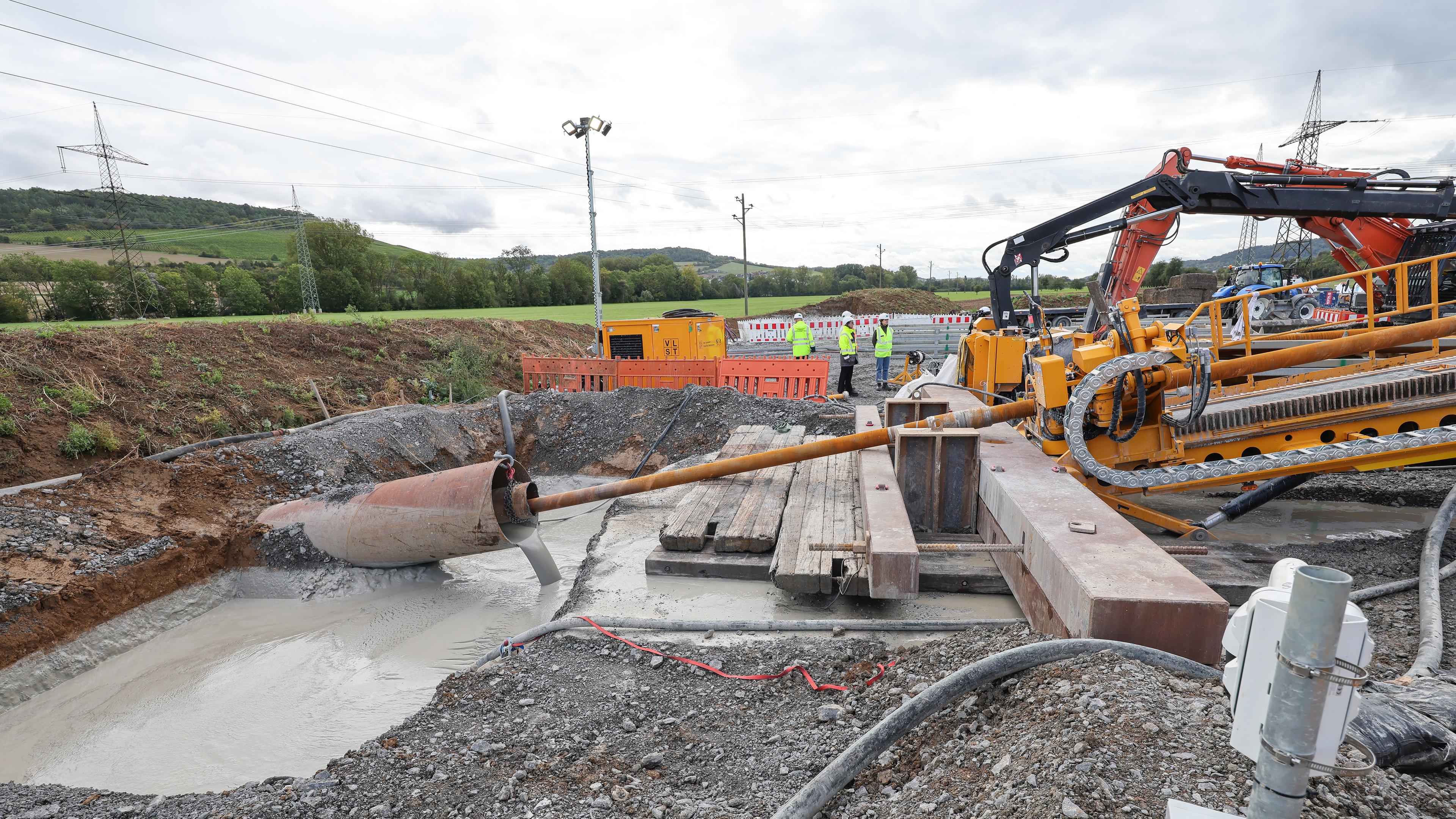 Die Baustelle zum Baubeginn des ersten Streckenabschnitts von SuedLink in Baden-Württemberg.