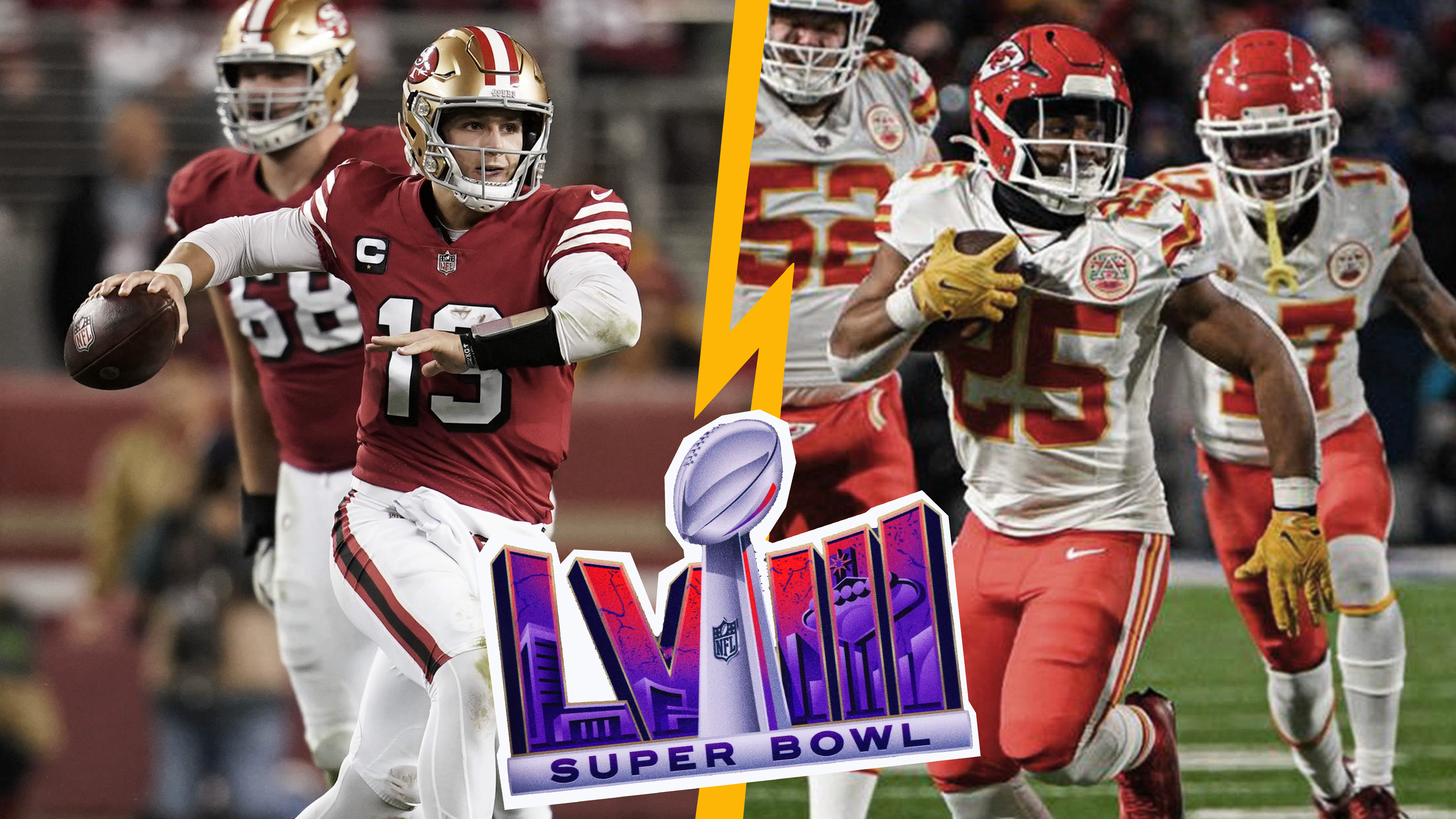 Die Kansas City Chiefs und San Francisco 49ers spielen gegeneinander beim Super Bowl 2024 der NFL