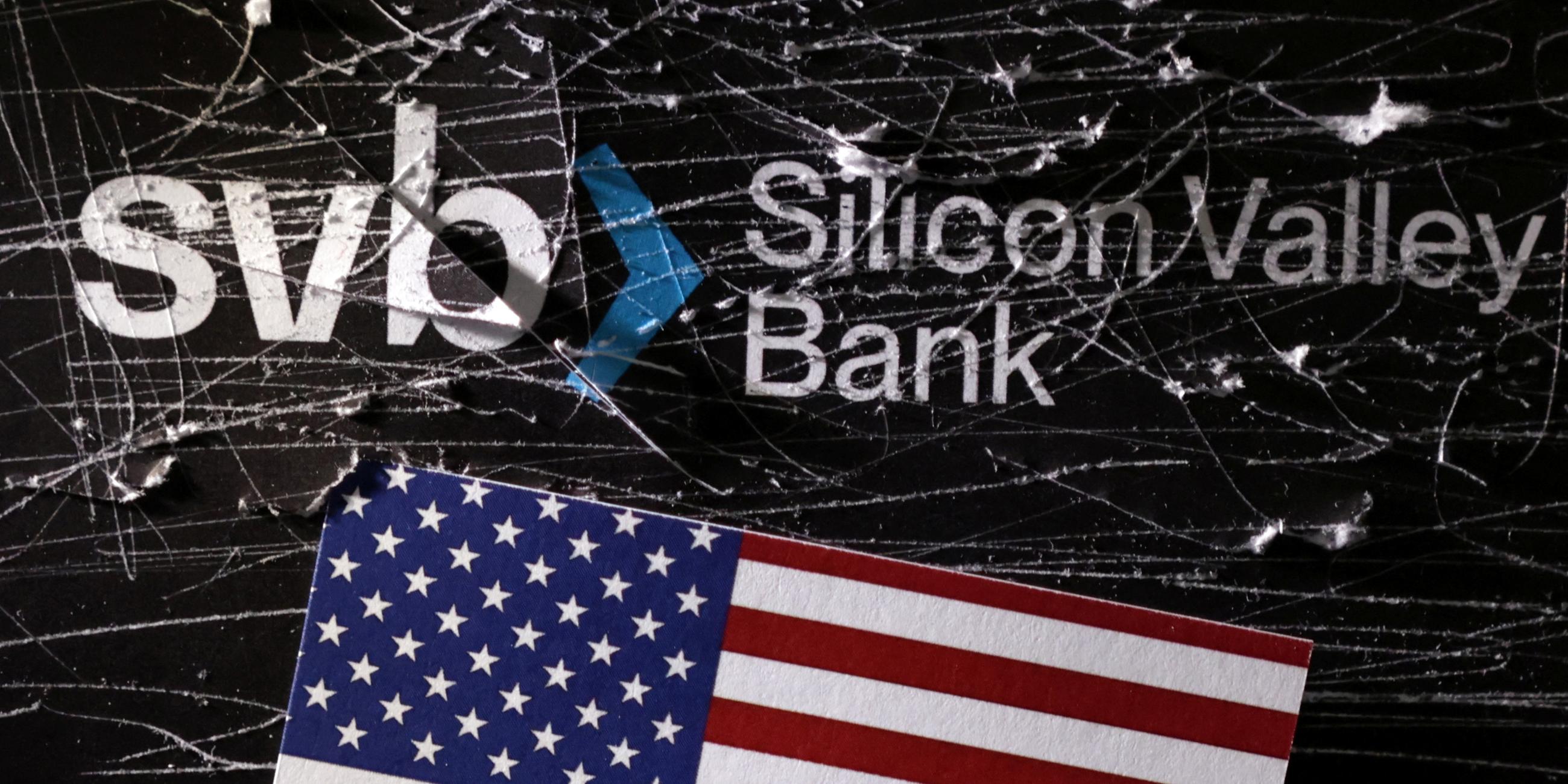 SVB (Silicon Valley Bank) Logo und die US-Flagge