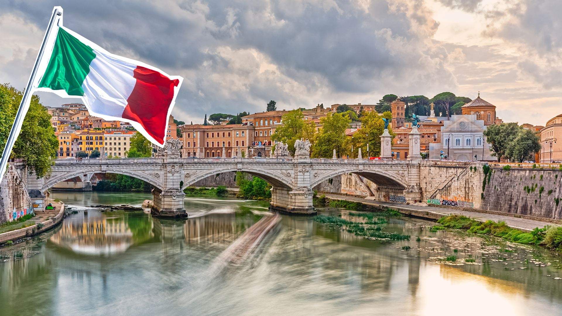 Bild aus der Stadt Rom mit der italienischen Flagge