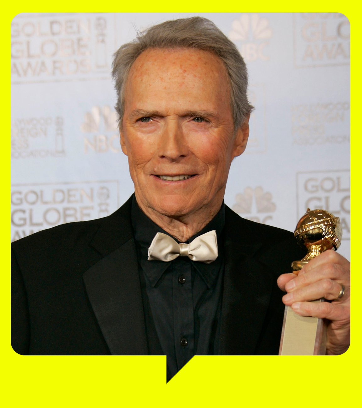 Clint Eastwood mit einem Golden Globe in der linken Hand, Archiv 2007.