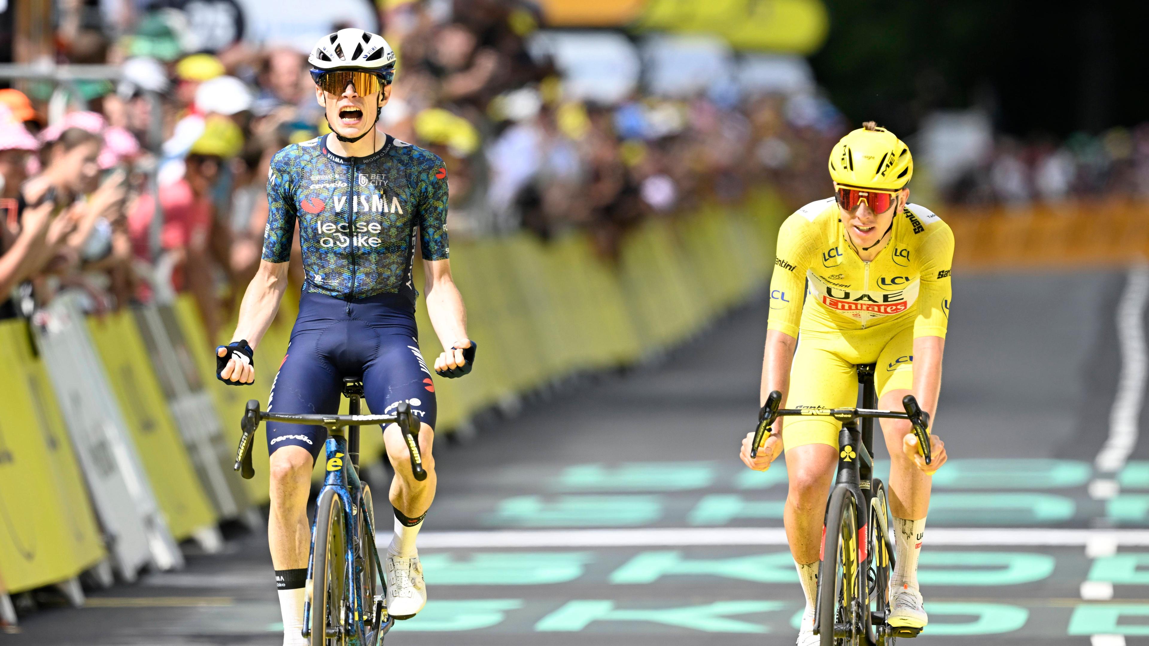 Vingegaard Hansen Jonas (Dänemark) und Pogacar Tadej (Slowenien) während der Stage 11 der Tour de France.