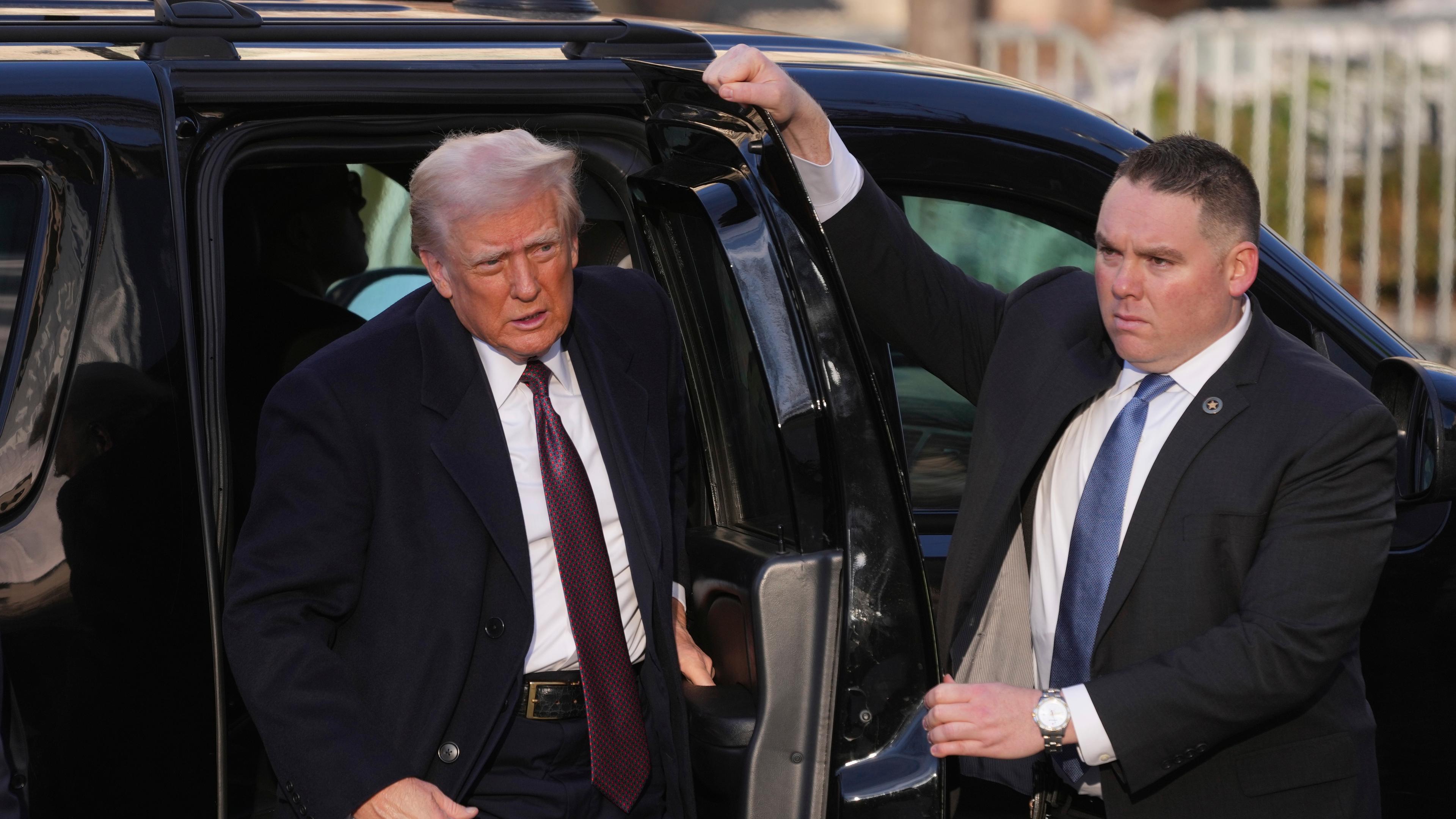 President-elect Donald Trump arrives for church service at St. John's Episcopal Church across from the White House in Washington