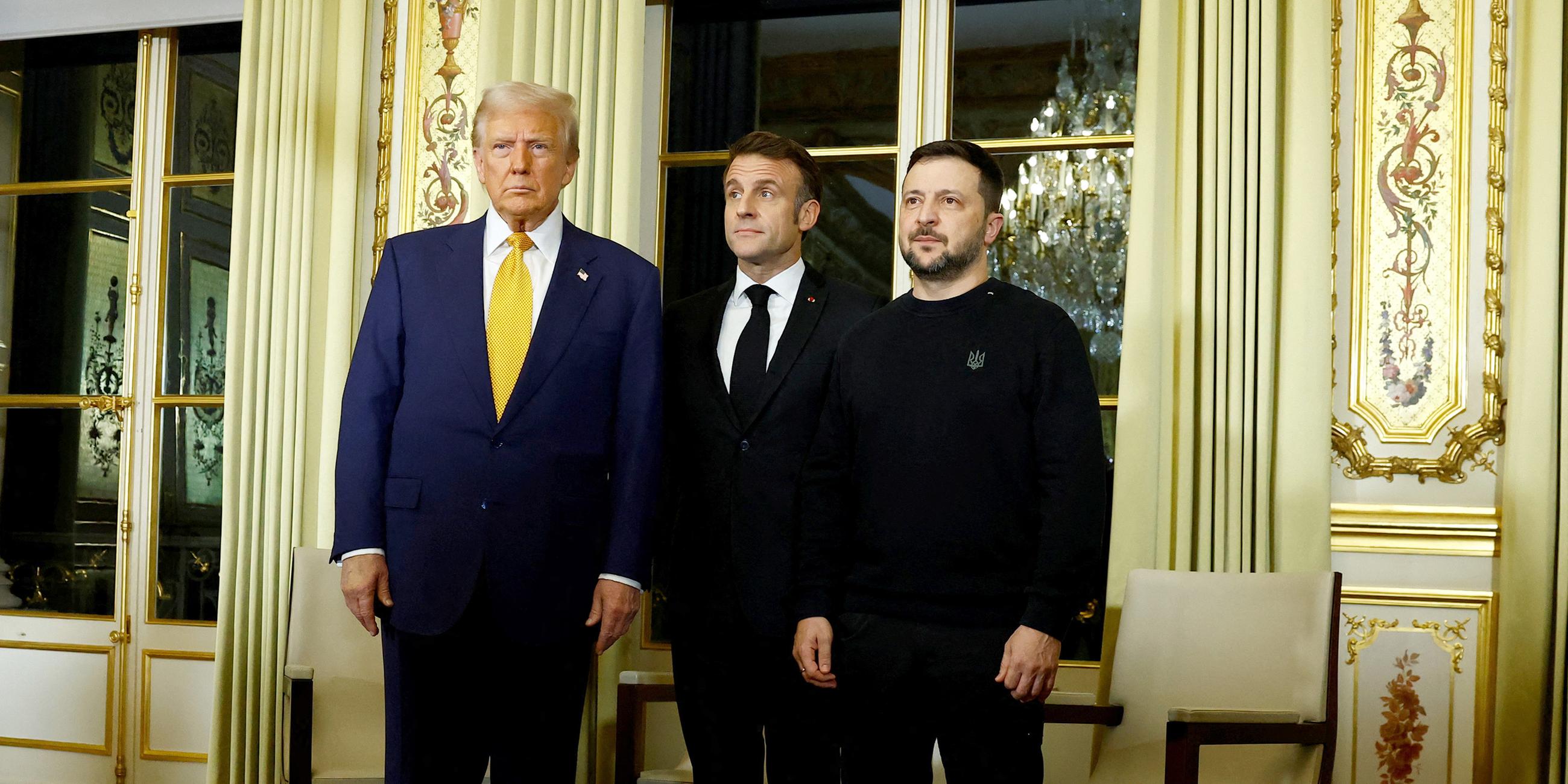 Donald Trump, Emmanuel Macron und Volodymyr Selenskyj