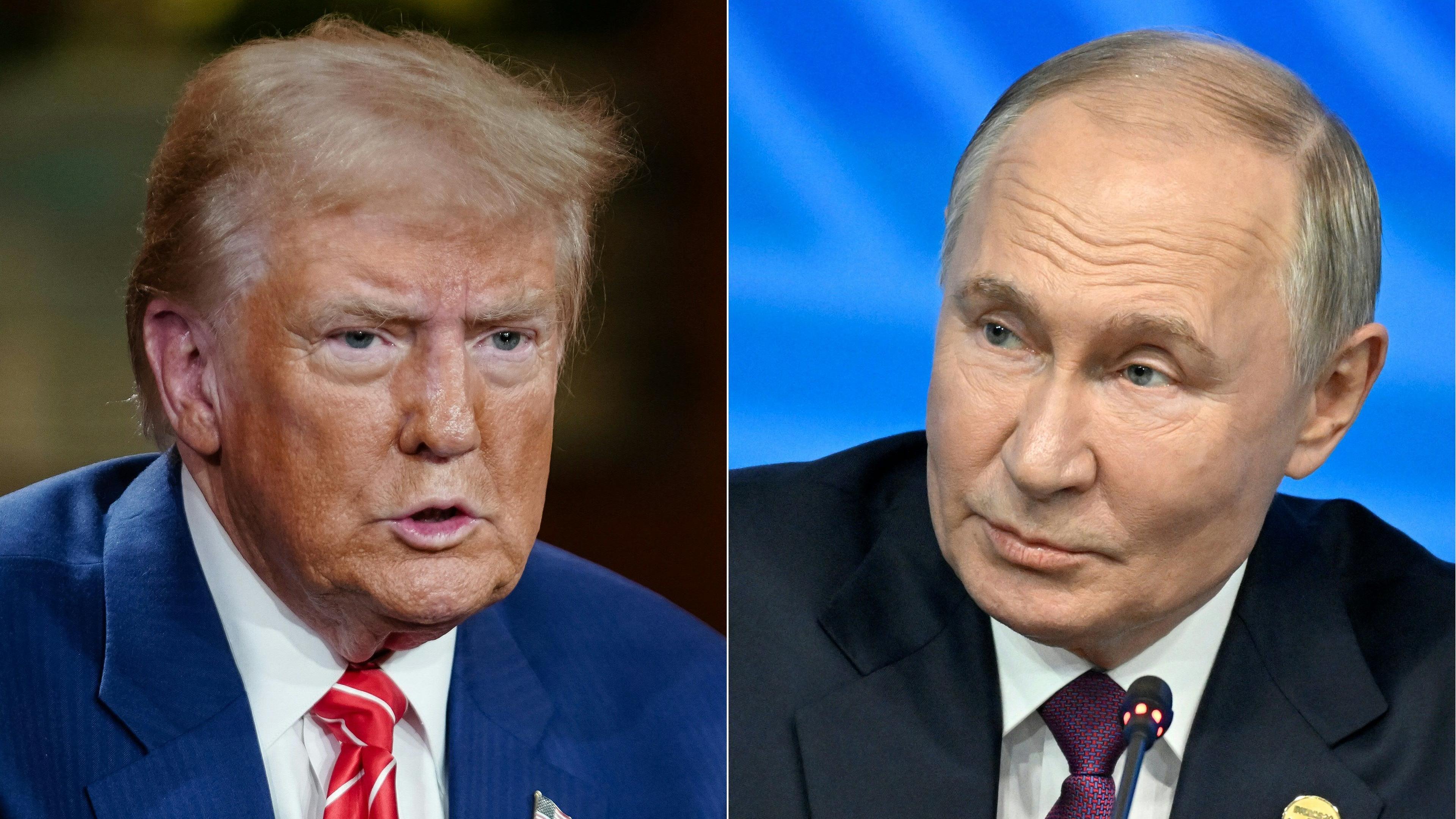 Donald Trump (l) Vladimir Putin