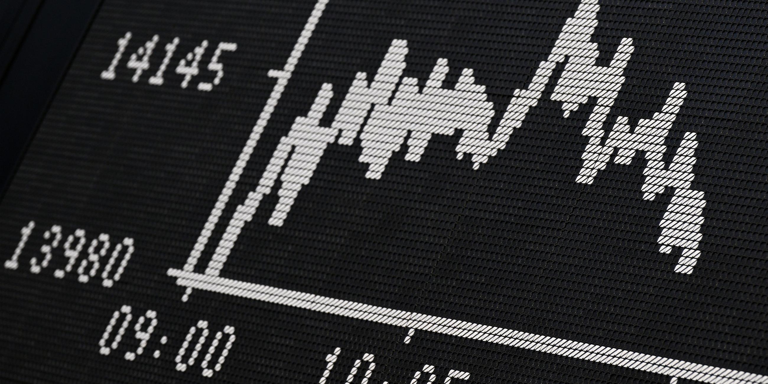 Die Dax-Kurve der Frankfurter Wertpapierbörse stellt fallende Kurse dar. 