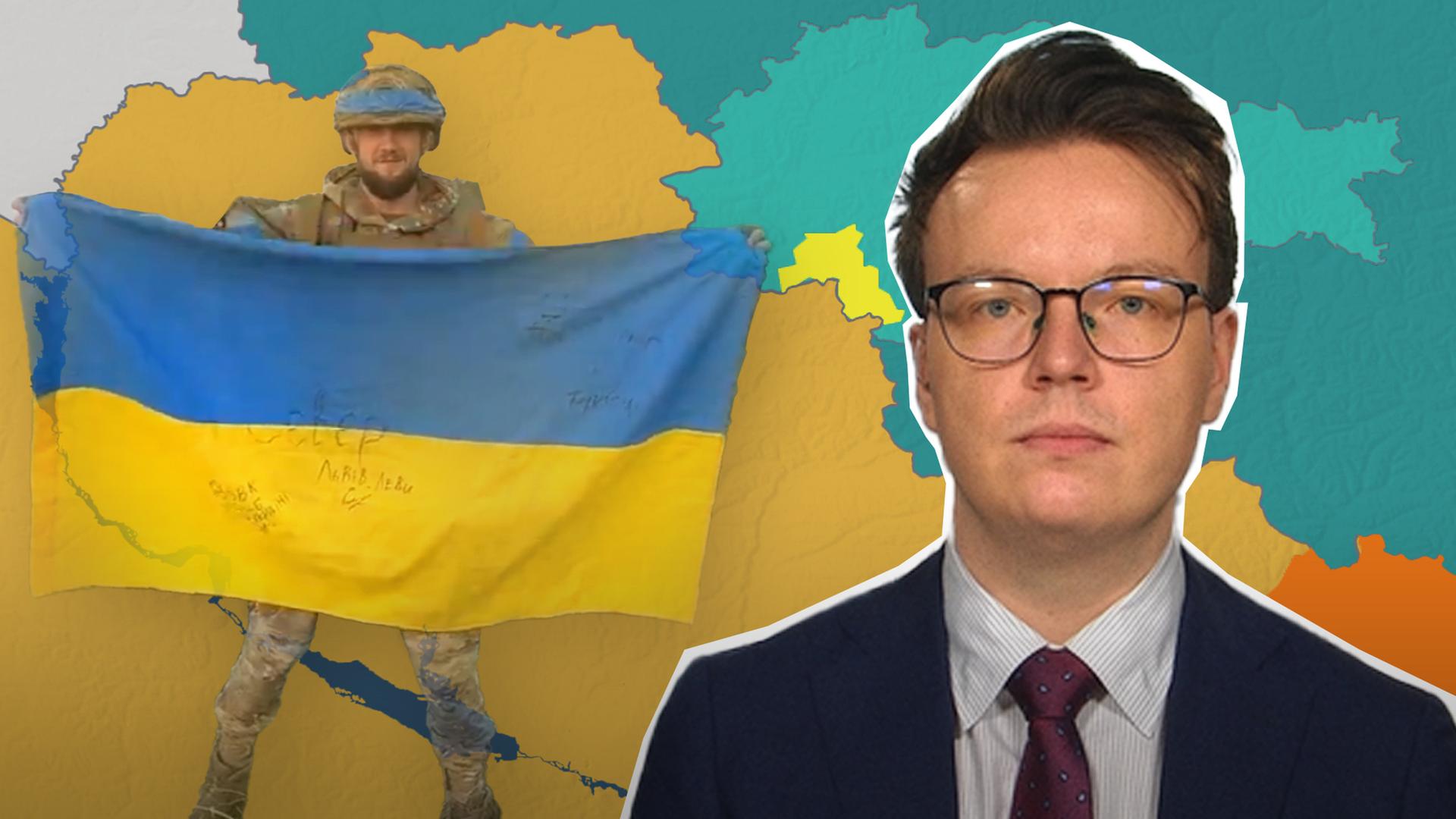 Ukraine-Karte, Soldat und Experte Fabian Hoffmann