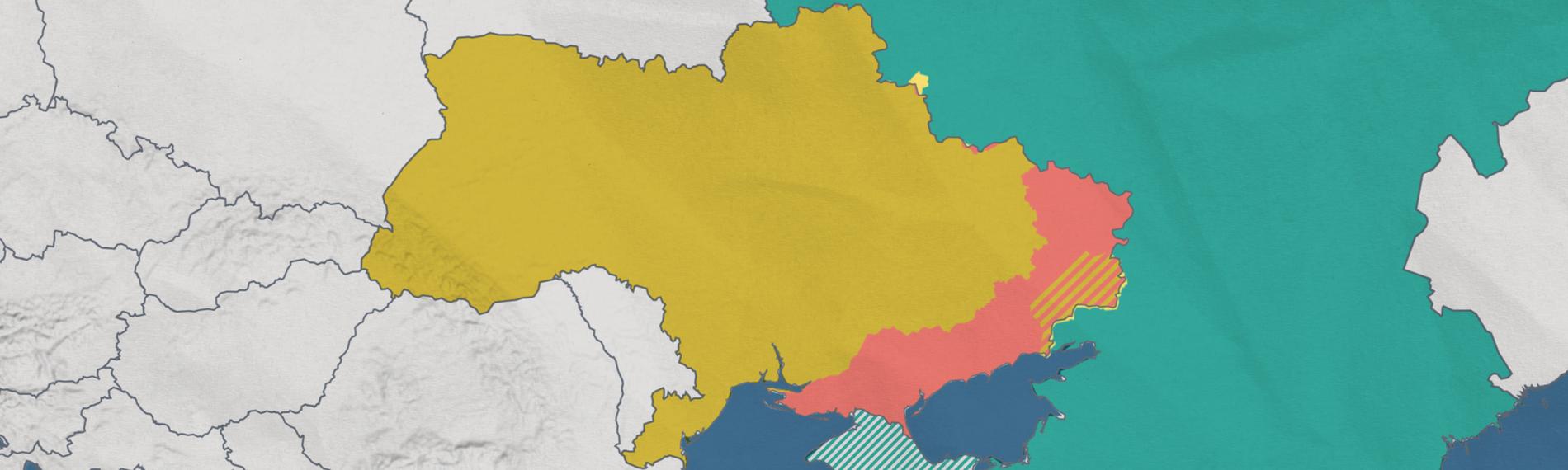 Die Karte der Ukraine zeigt, welche Gebiete im Osten des Landes von russischen Truppen besetzt sind. Zudem sind die Separatistengebiete und die annektierte Krim hervorgehoben. 