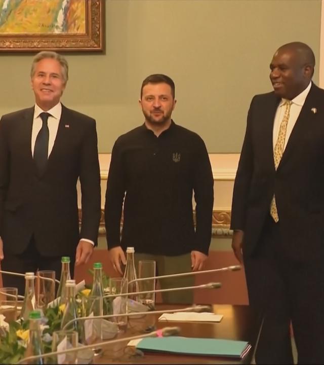 US-Außenminister Blinken mit dem ukrainischen Präsidenten Selenskyj und dem britischen Außenminister David Lammy in Kiev