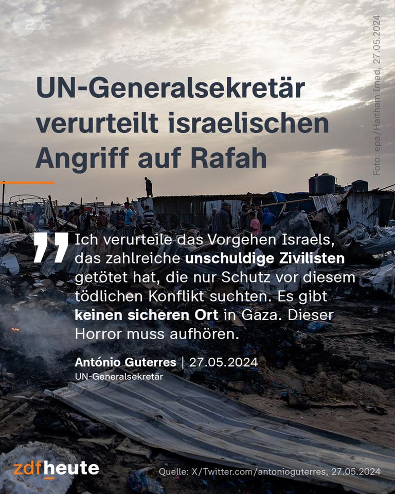 Zitat von Antonio Guterres indem er den israelischen Angriff auf Rafah verurteilt