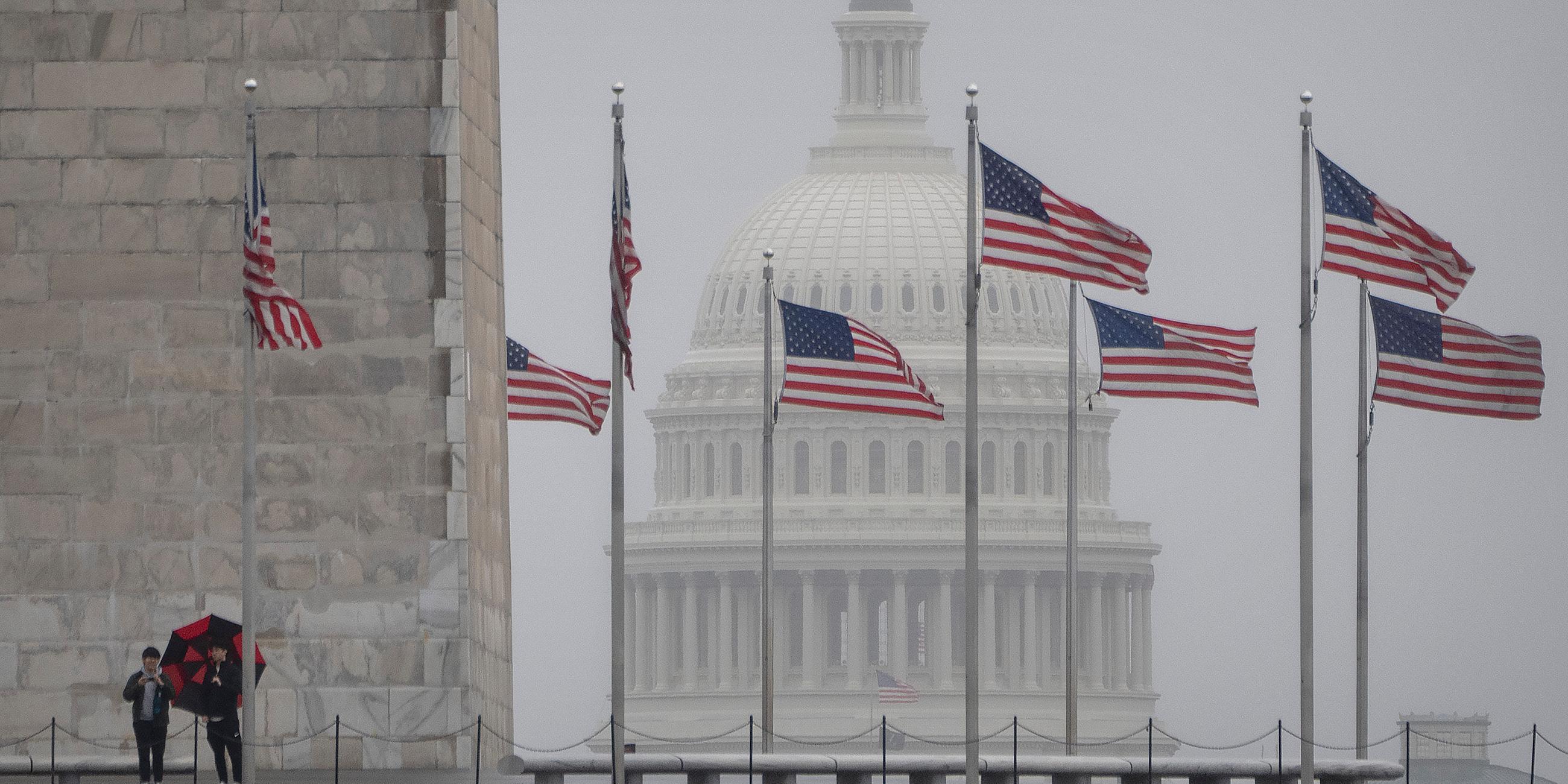  US-Flaggen vor dem Kapitol