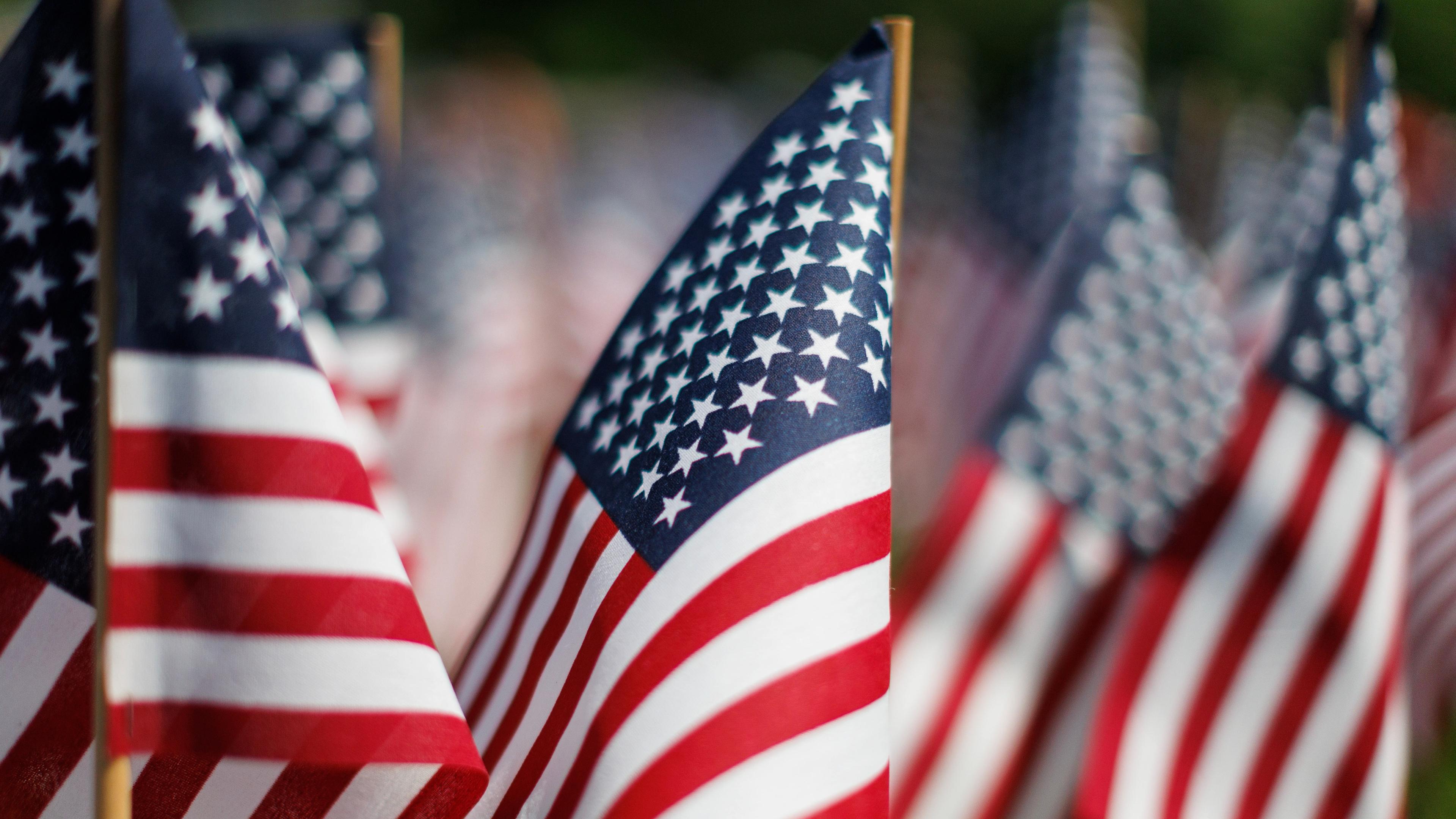  Some of the US flags planted on the Boston Common near the Soldiers and Sailors Monument in preparation for Memorial Day, in Boston, Massachusetts, USA, 22 May 2024.