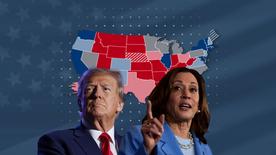 Donald Trump and Kamala Harris, you give ein Liniendiagramm mit ihren Umfragewerten