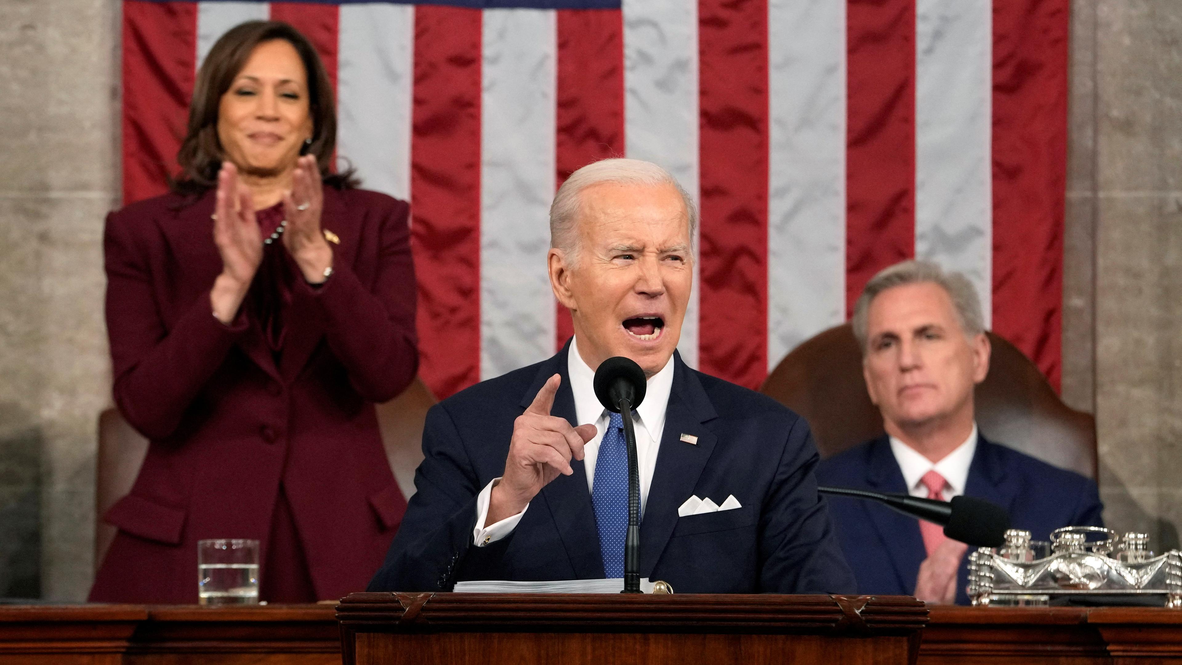 US-Präsident Joe Biden bei seiner Rede zur Lage der Nation.