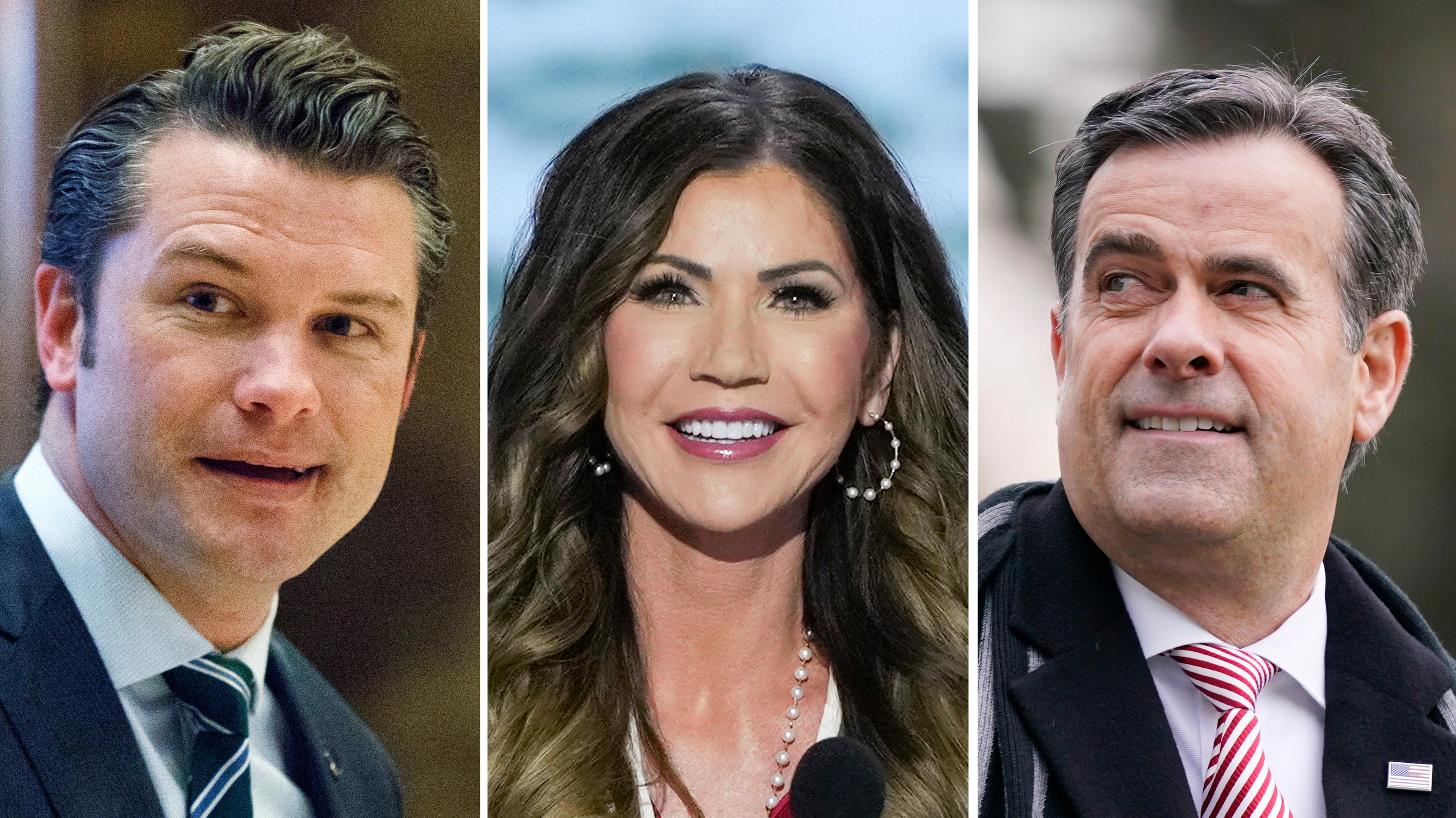 Von links nach rechts: Pete Hegseth, Kristi Noem und John Ratcliffe.