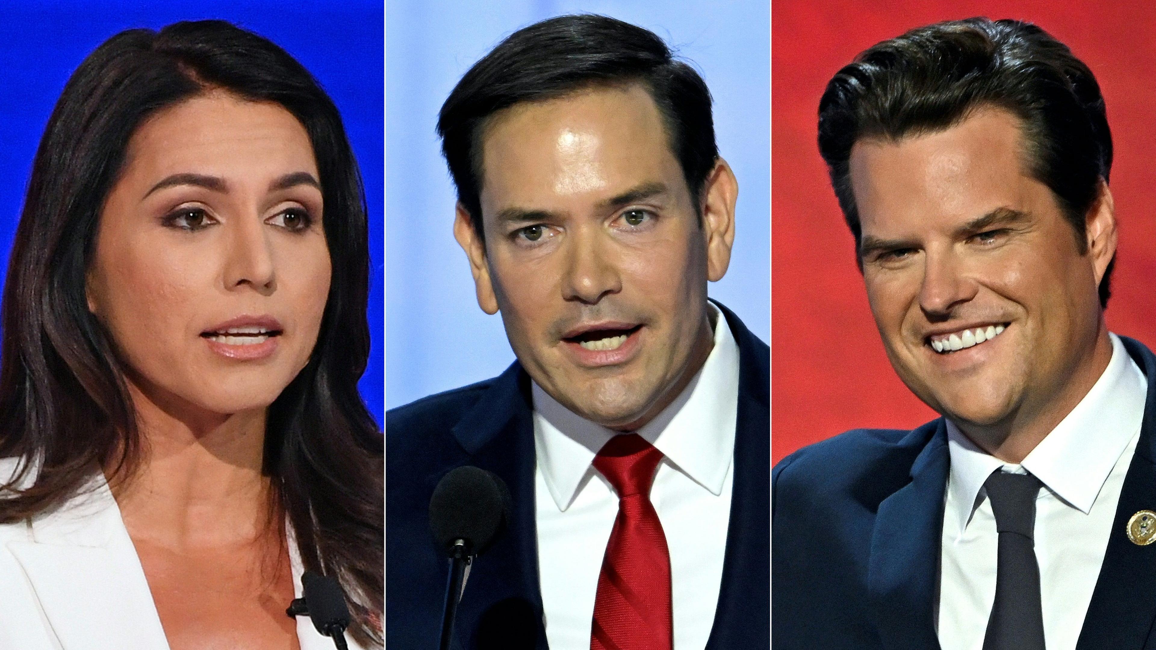 Von links nach rechts: Tulsi Gabbard, Marco Rubio und Matt Gaetz.